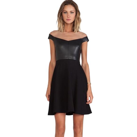 Bailey 44 Dresses & Skirts - NWT Revolve Bailey 44 Endorphin Mesh Vegan Leather Ponte Knit Fit Flare Dress S